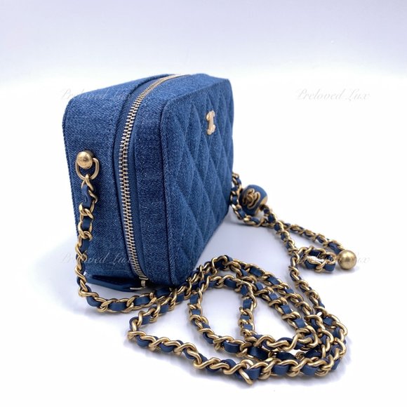 Authentic CHANEL Denim Pearl Crush Camera Bag - Picture 5 of 16